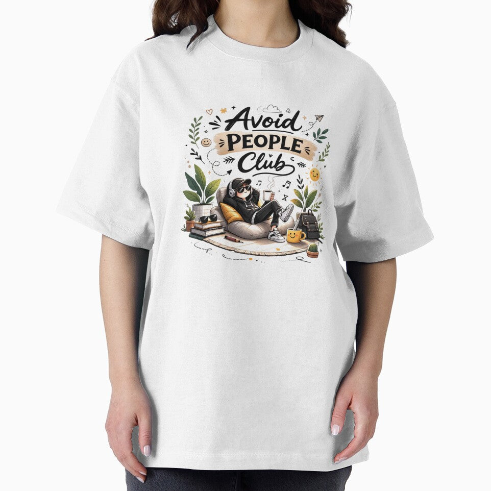 Avoid People Club Funny Introvert Lifestyle Cartoon Design by Sanika arts
