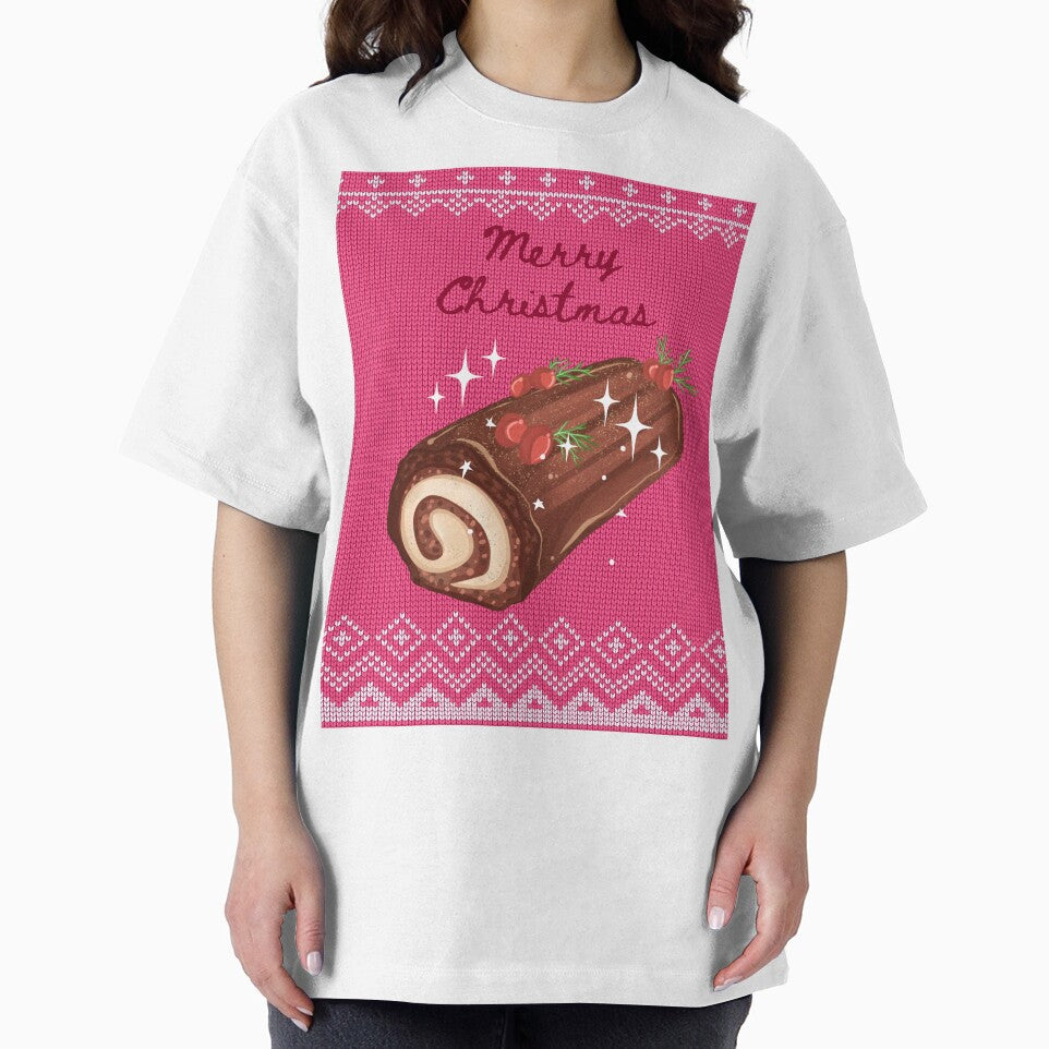 Merry Christmas Log - Pink Christmas sweater by bowsbotanicals