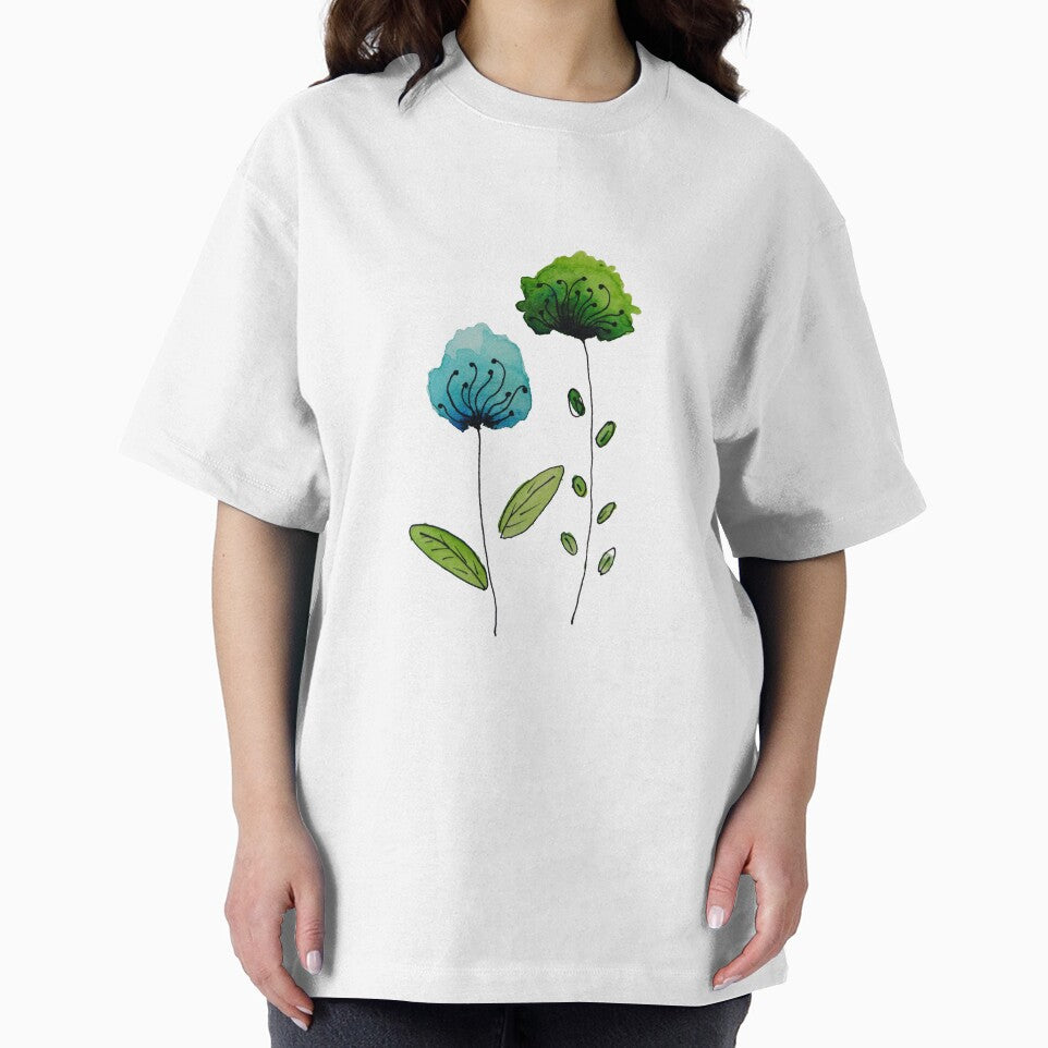 Watercolor Wildflowers Blue Green Floral Wall Art by Little Bloom Studio