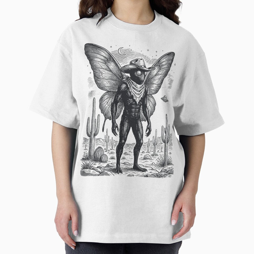 Mothman Cowboy Vintage Engraving Desert Surrealism by Krasnovaovaova