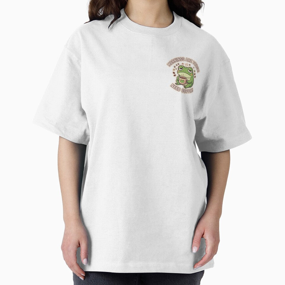 Sleepy Frog Holding Coffee Morning Humor by Trionda_Shop