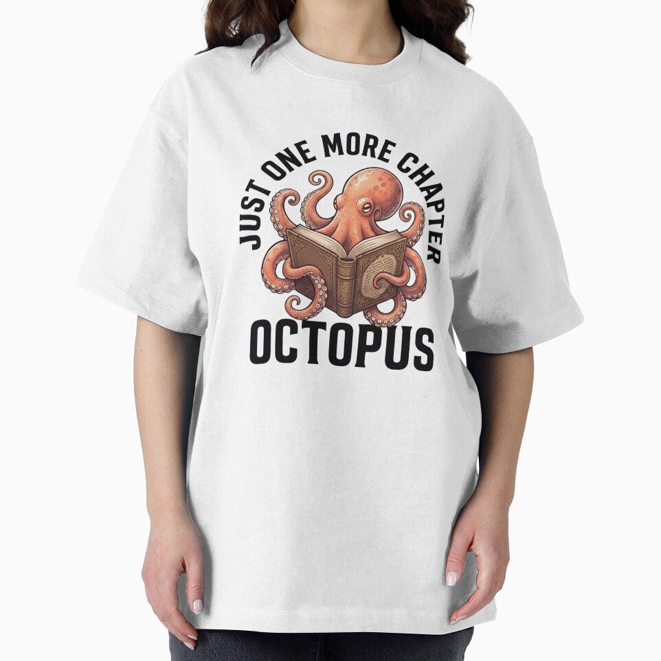 Just One More Chapter Octopus T-Shirt & Sticker – Cute Reading Octopus Book Lover Graphic Tee for Readers by ZyxDes
