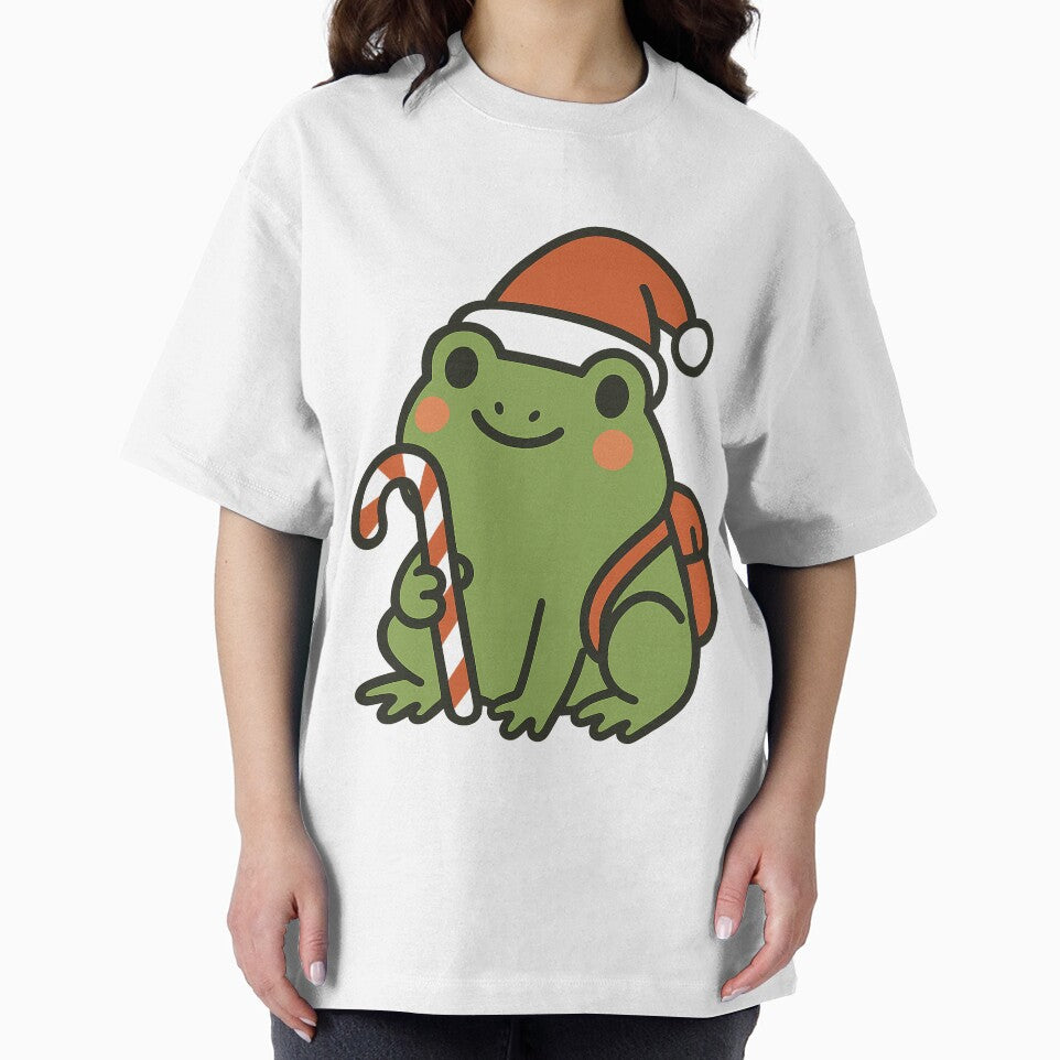 Festive Frog – Cute Christmas Candy Cane Sticker by StickerVibeStudio