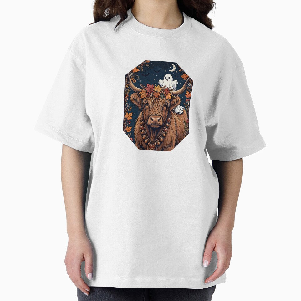 Halloween Highland Cow Ghost - Spooky Fall Autumn Cute Ghost Bats Moon by Neurospicy Trolls