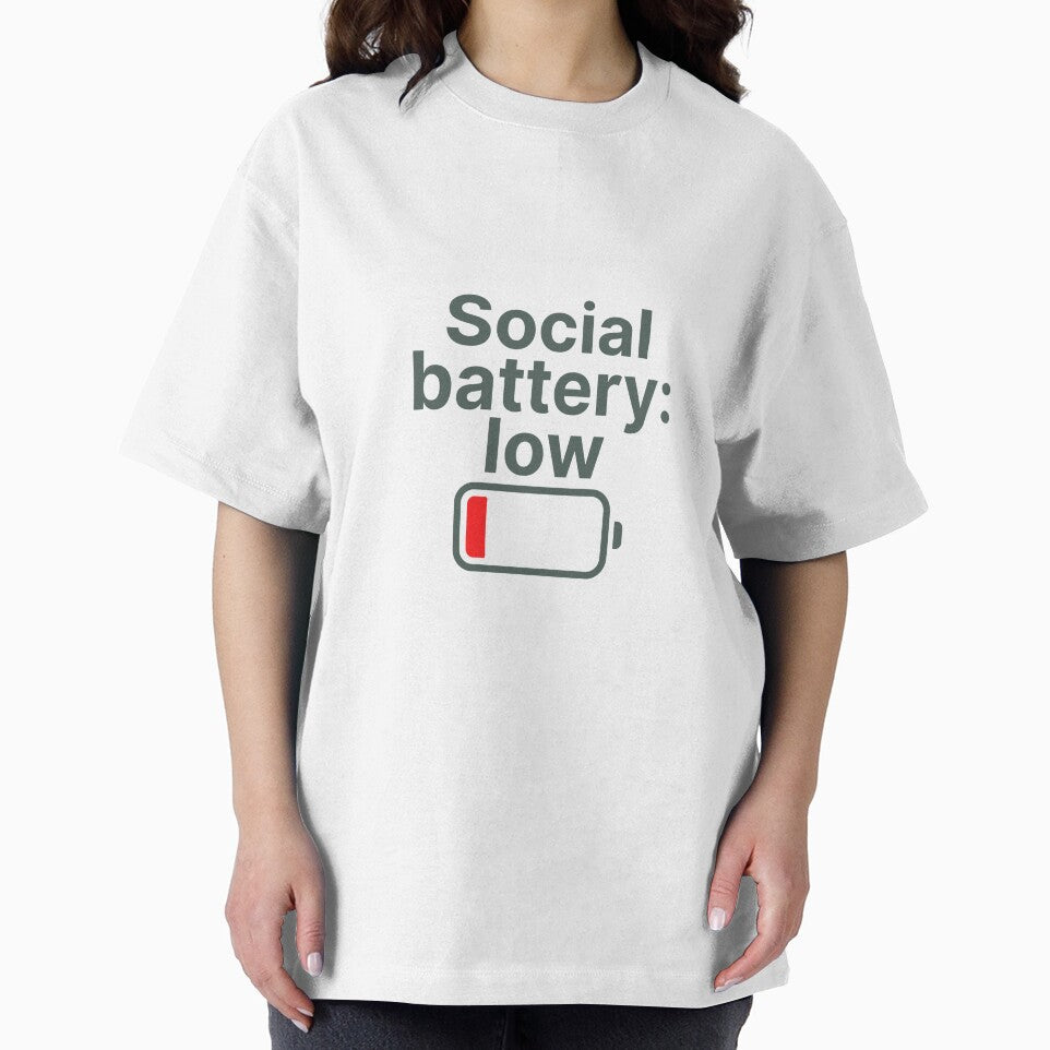Social Battery Low Introvert Meme Quote T-Shirt by rafmv