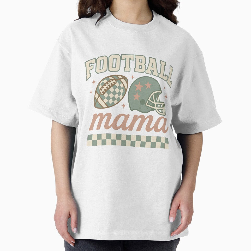 Retro Football Mama Design – Vintage Checkered Sports Mom Illustration by Sixtinebzh