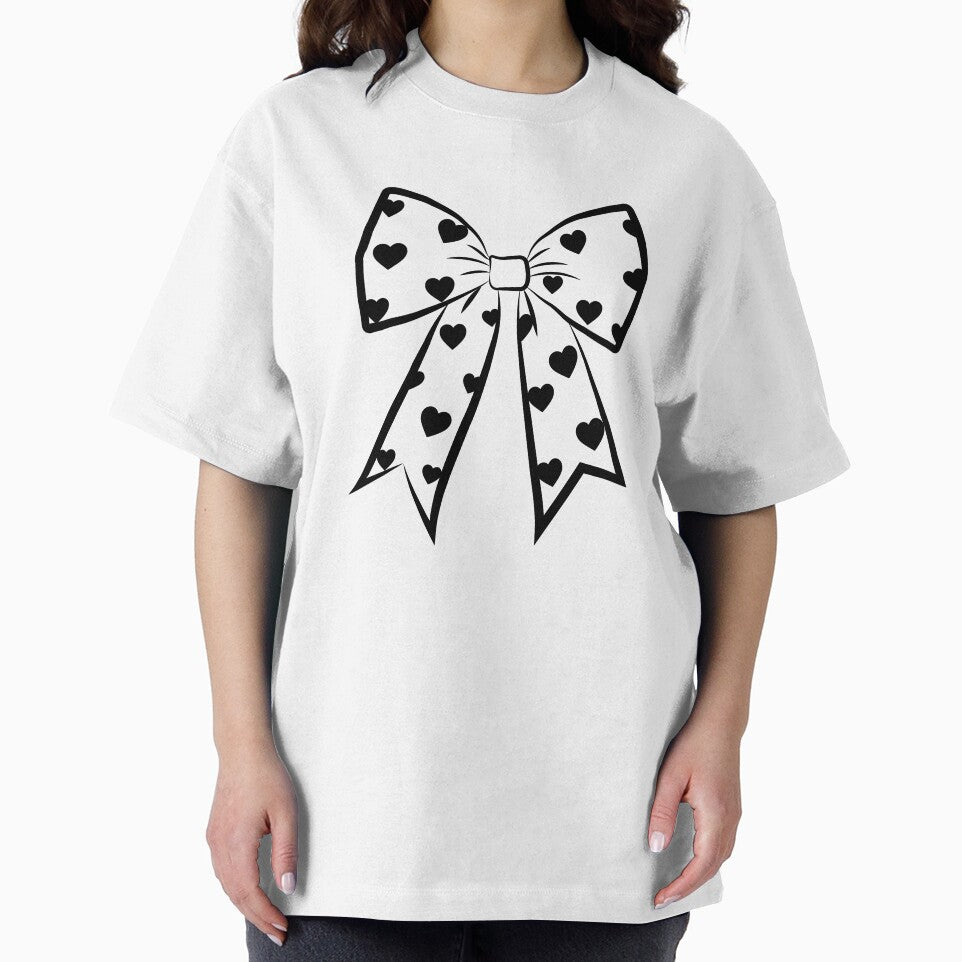Black Ribbon with Tiny Hearts – Cute Coquette Bow, Girly Romantic Aesthetic Design by PnrArtDesign