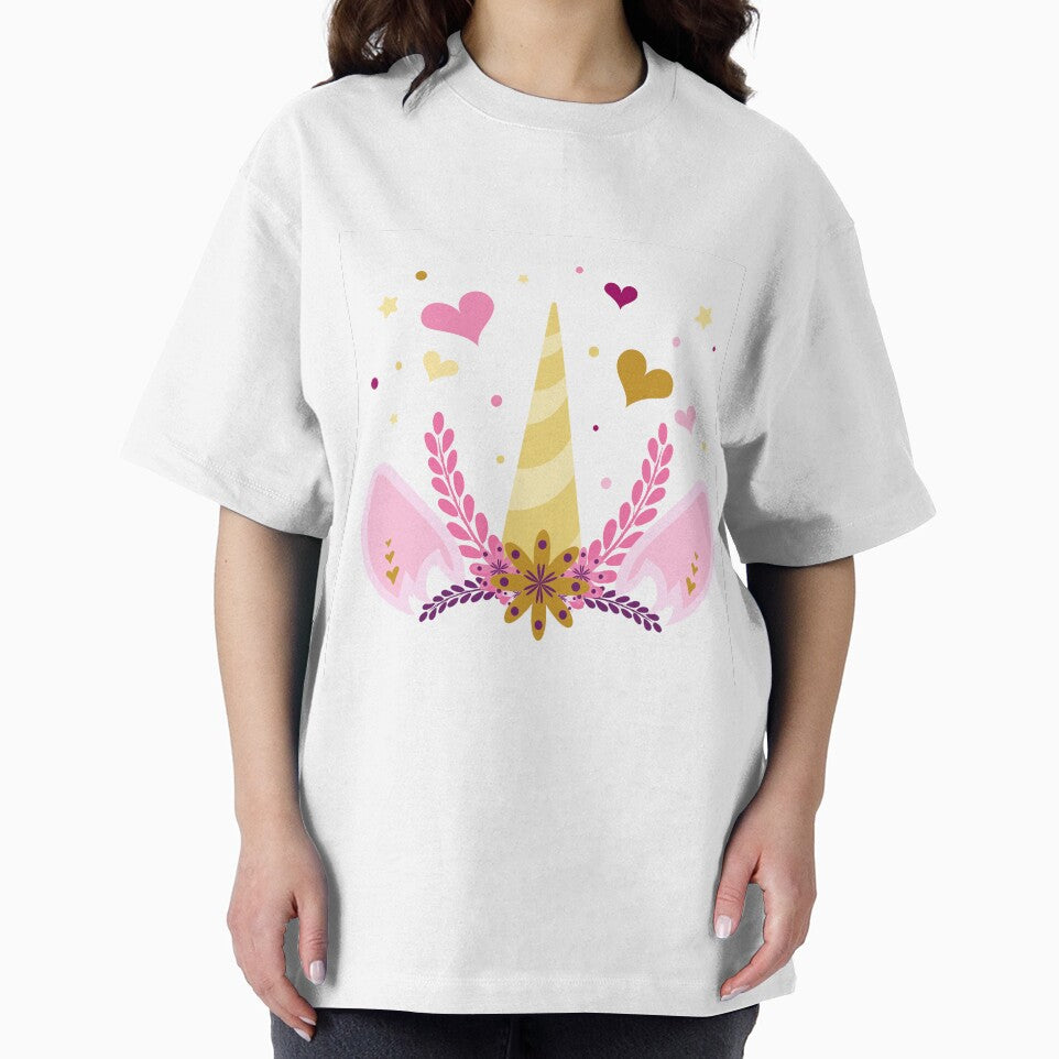 unicorn with hearts and flowers, hand drawn unicorn illustration by SabinArt
