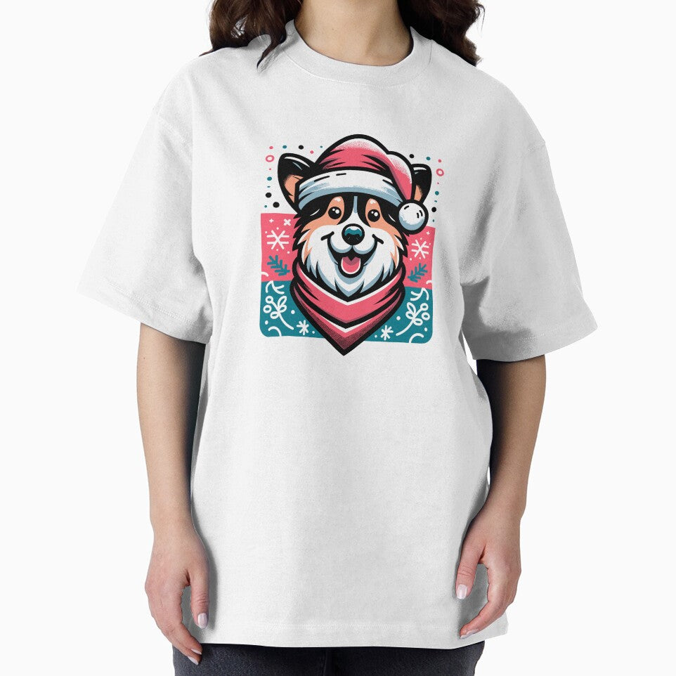 Cute Christmas Dog in Santa Hat Gift for Dog Lovers by CyfroweMysli