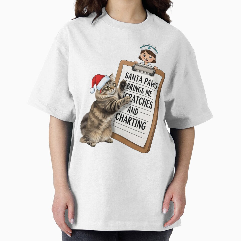 Santa Paws Brings Me Scratches and Charting | Nurse & Cat Lover Christmas Humor by CuteDesignables