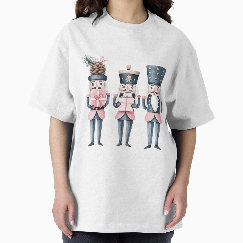 Nutcrackers Blue Pink Winter Christmas Watercolor by Feeling Artsy