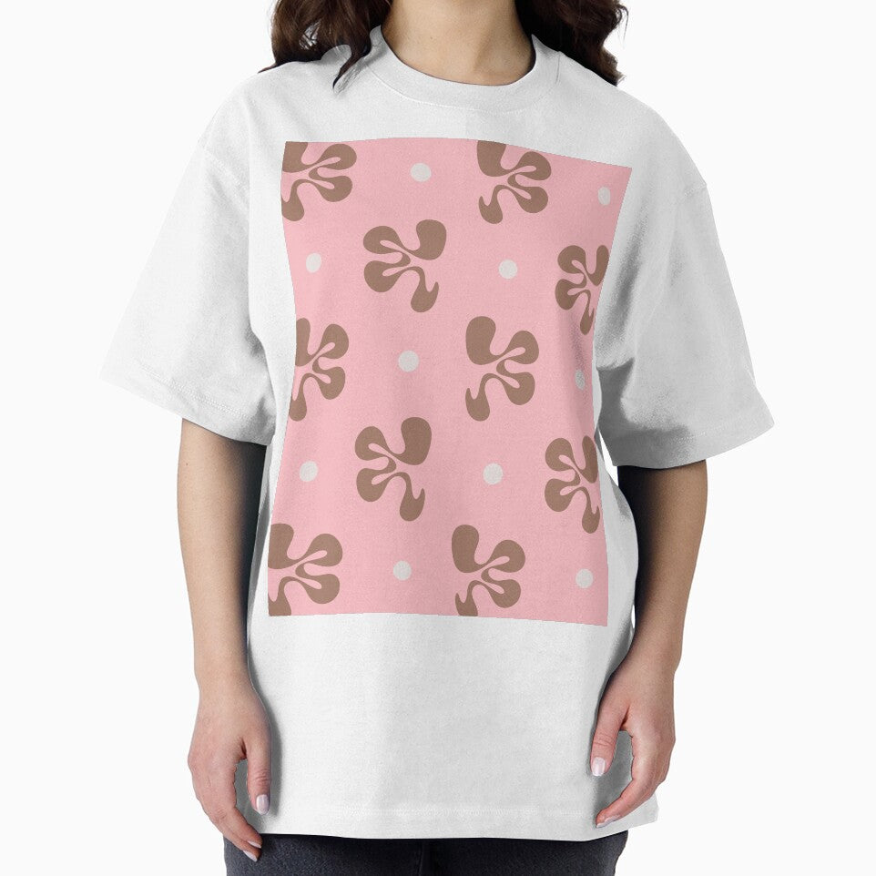 Cheerful Whimsy Pink and Mocha Abstract Shapes Pattern by kierkegaard