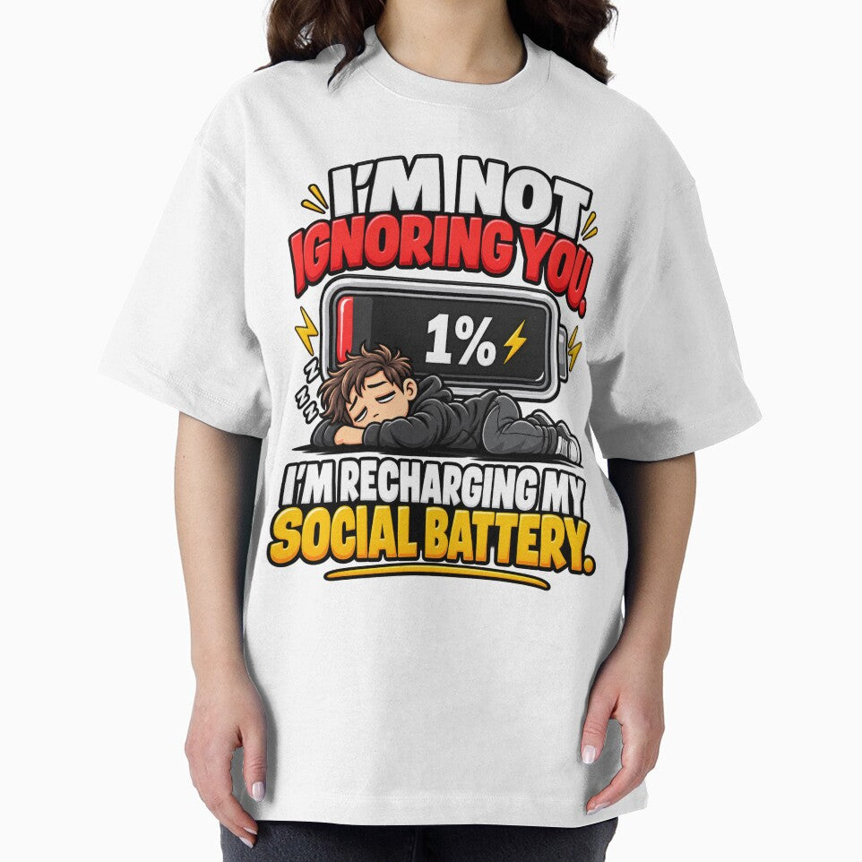 Social Battery 1% Funny Introvert Design by VibeTees.co