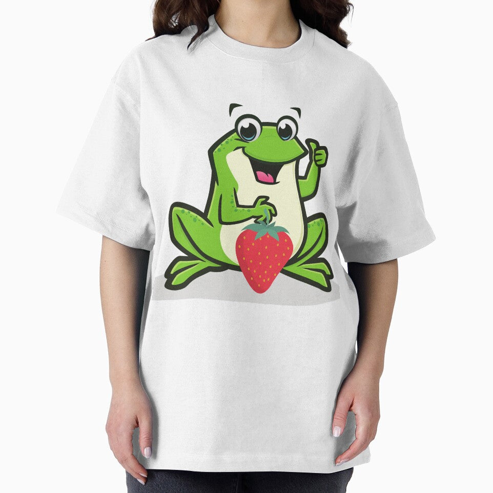 Strawberry frog and strawberry Funny green Toad by OneTimeEngineer