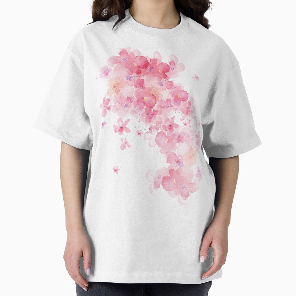 pink watercolor blossom floral design by introvertarts