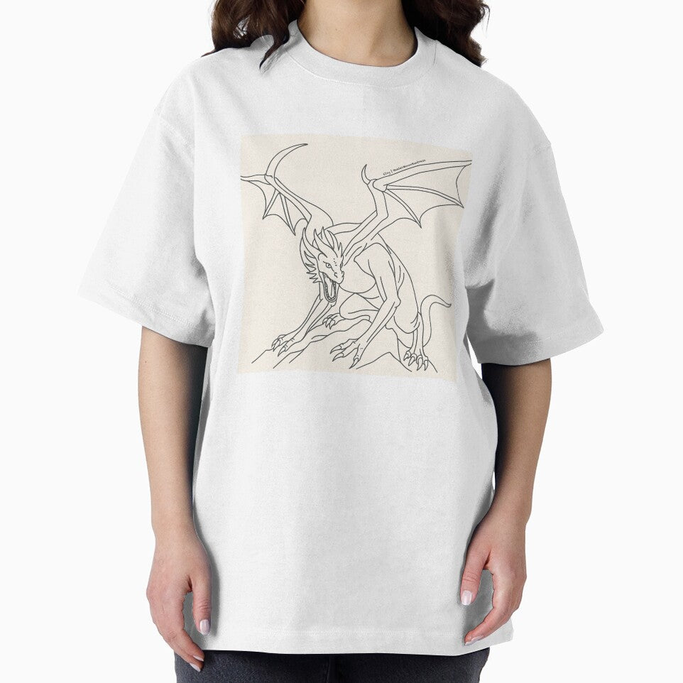 Minimalist Dragon Line Art – One Line Gothic Fantasy Illustration by HealerMoonHuntressDesigns