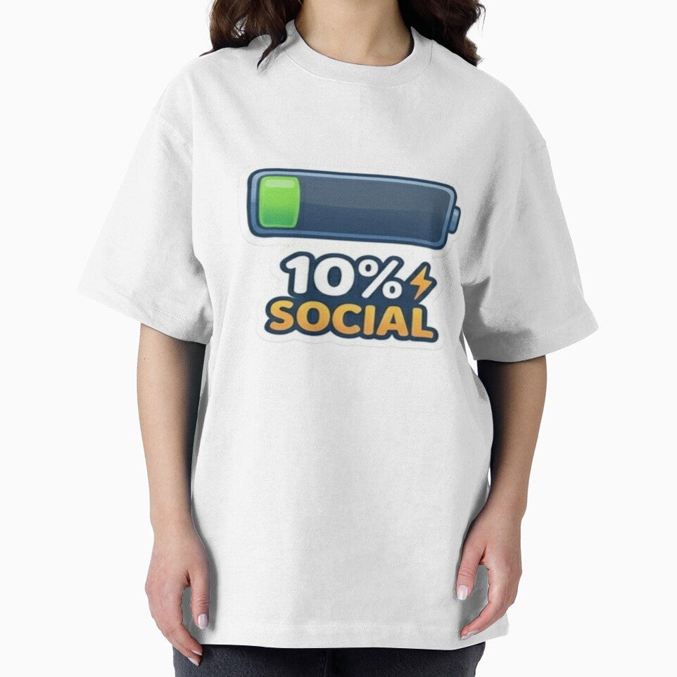 10% Social Battery Sticker – Low Energy Introvert Funny Design by Velora Design