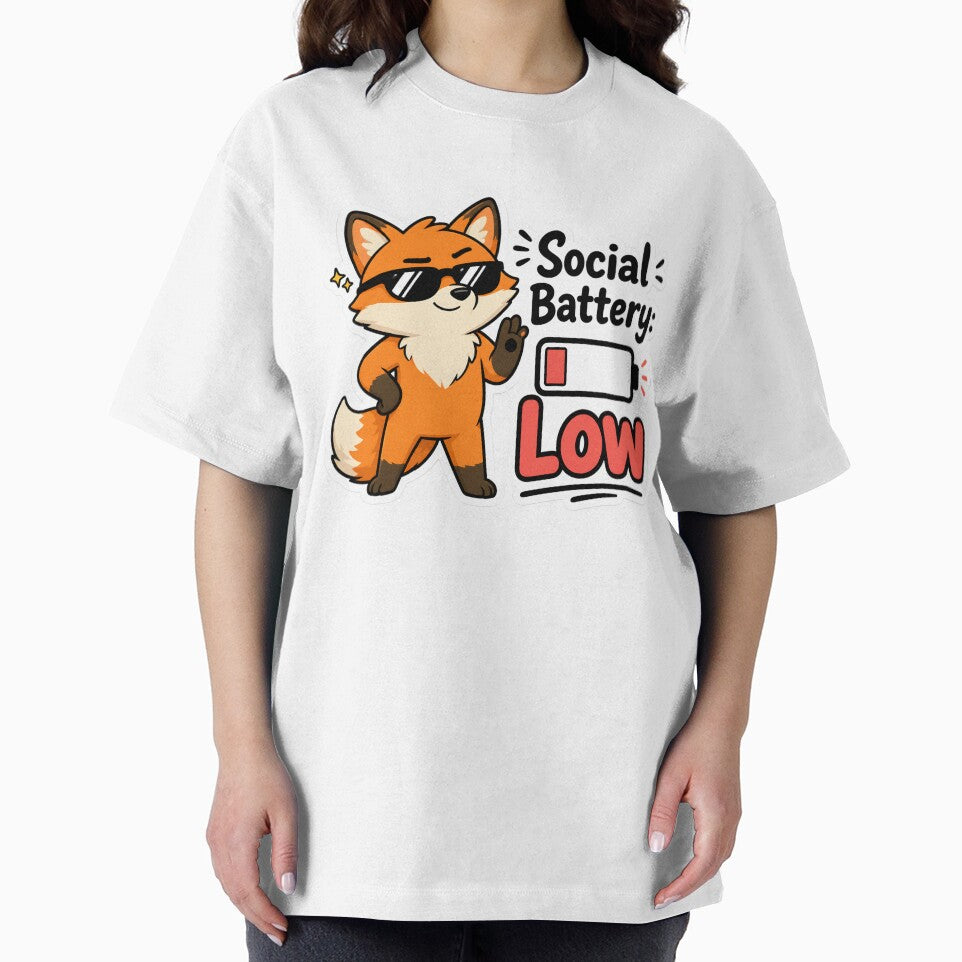Social Battery Low Fox Sticker | Funny Sarcastic Quote by BLOOMVELLE