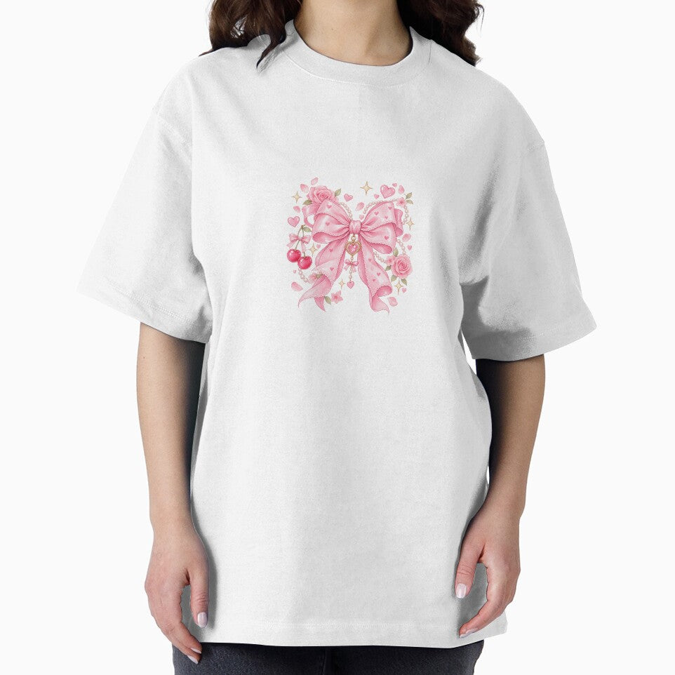 Pink Coquette Bow with Cherries and Roses by HimikoDesk