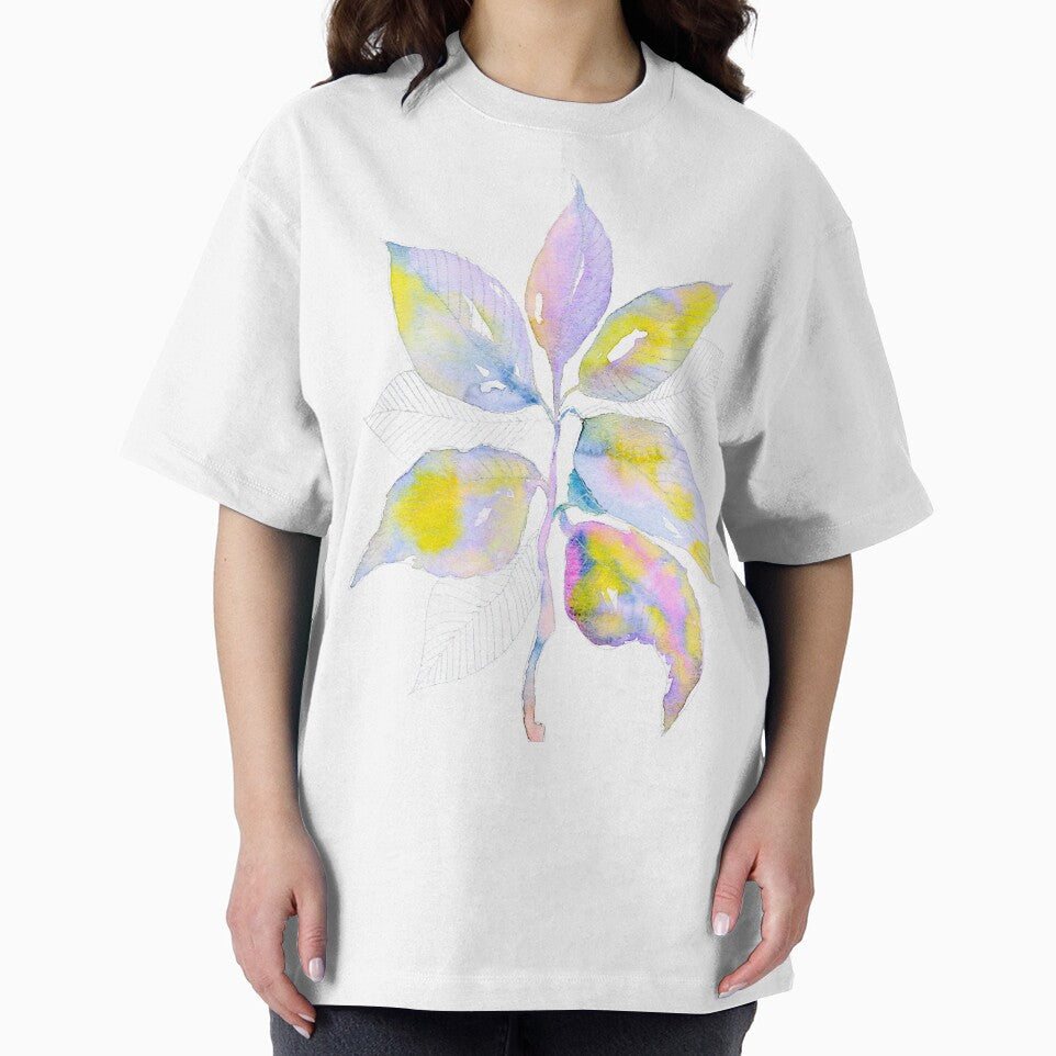 Pastel Botanical Leaves: Lavender Yellow Watercolour Line Art by ArithraStudio