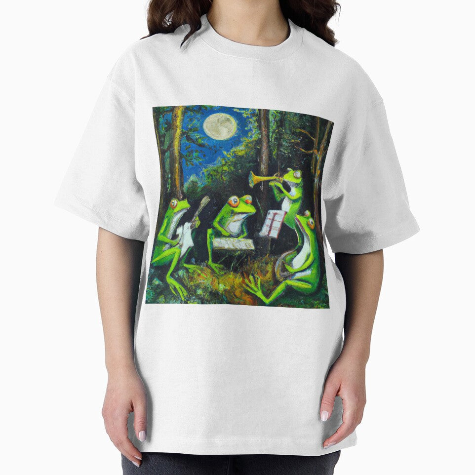 Goblincore Frog Orchestra Oil Painting by soulfulprintss8