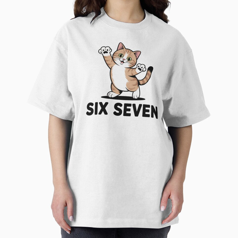 Six Seven Cat Meme – Funny Confused Math Cat Joke by DreamLayerStudio