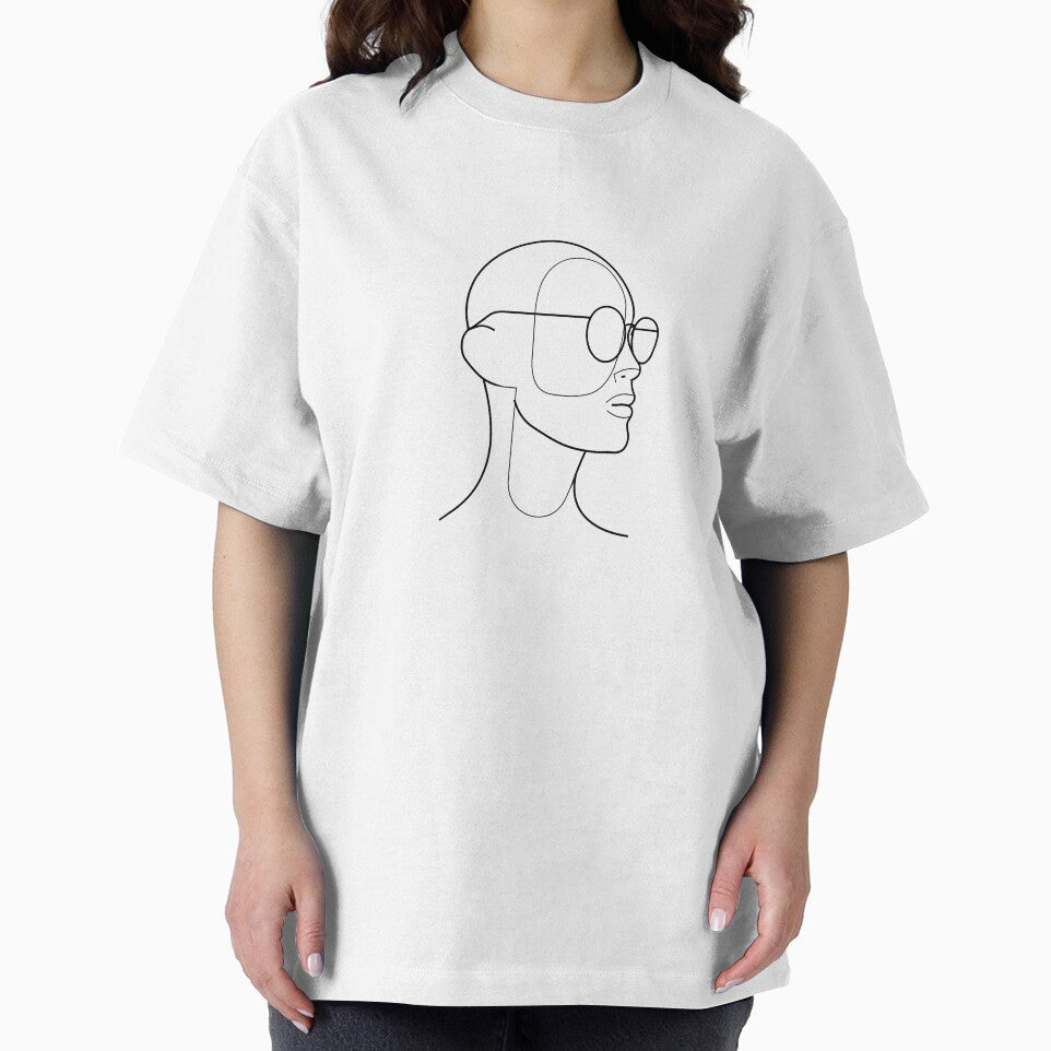 Minimalist Line Art Face with Glasses - One Line Drawing Fashion Illustration Continuous Line Portrait by stch_4o4