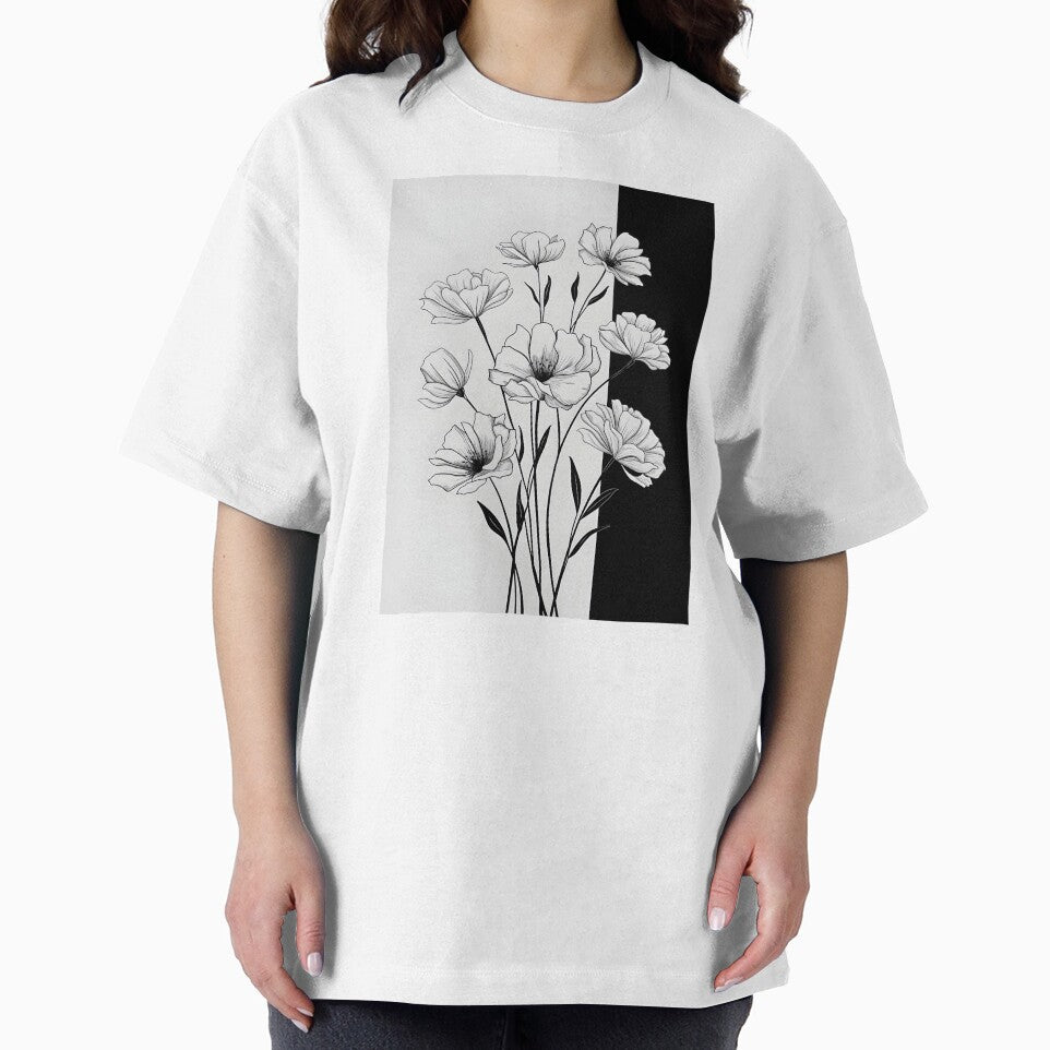 Black And White Delicate Flower Design, Botanical Illustrations, Black and White Artwork by WatermelonPink