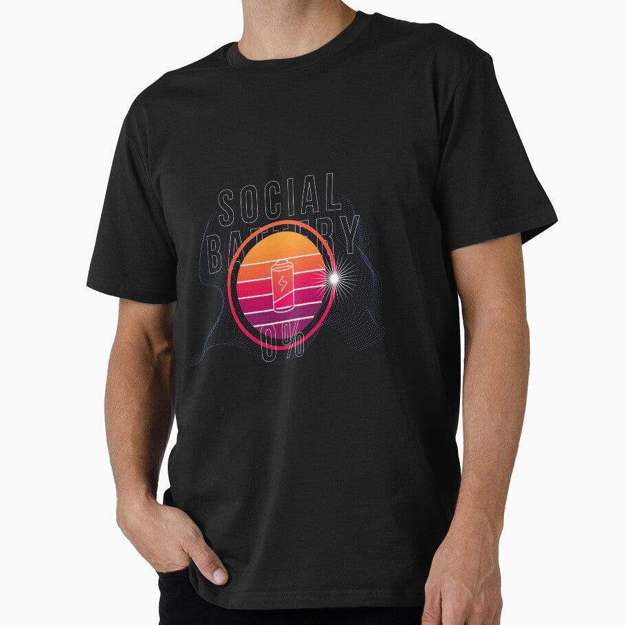 Social Battery 0% Funny Introvert Do Not Disturb T-Shirt by Offline Mood Club