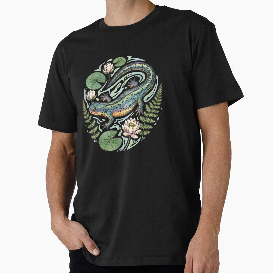 Alpine Newt with Water Lilies by BirdsnStuff Unisex