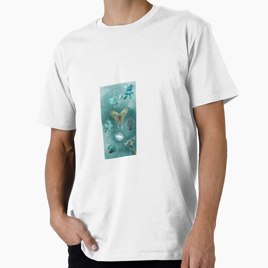 Teal Ocean Aesthetic Butterfly Shell Mermaid Collage Art by seythegirls