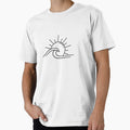 Wave and Sun Minimalist Line Art T-Shirt - Celestial Light Colors by SYLONStudio