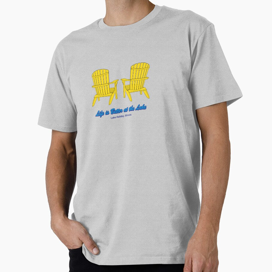 Life is Better at the Lake - Yellow Adirondack Chairs - Lake Holiday Spirit Wear by BlueSkyTheory