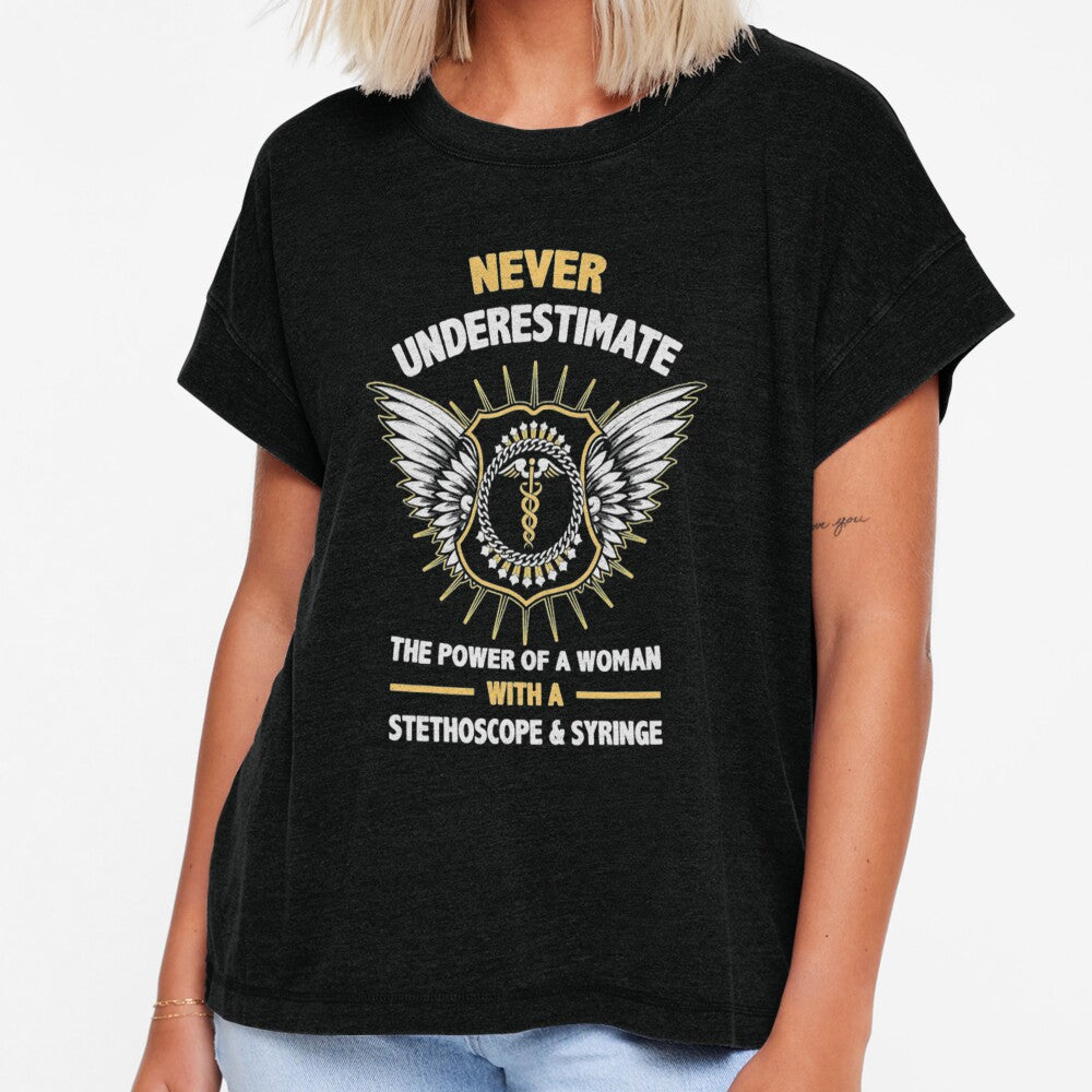 The Power Of A Woman Nurse Mask Tshirt by Clavitaps