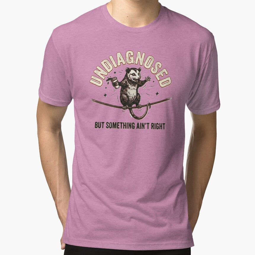 Funny Anxious Opossum Undiagnosed But Something Ain't Right Retro Graphic by NCalNoveltees