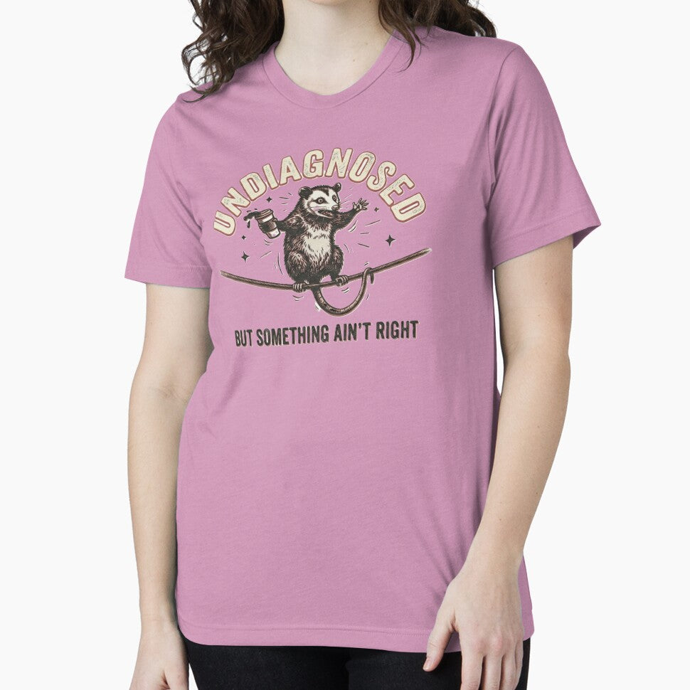 Funny Anxious Opossum Undiagnosed But Something Ain't Right Retro Graphic by NCalNoveltees
