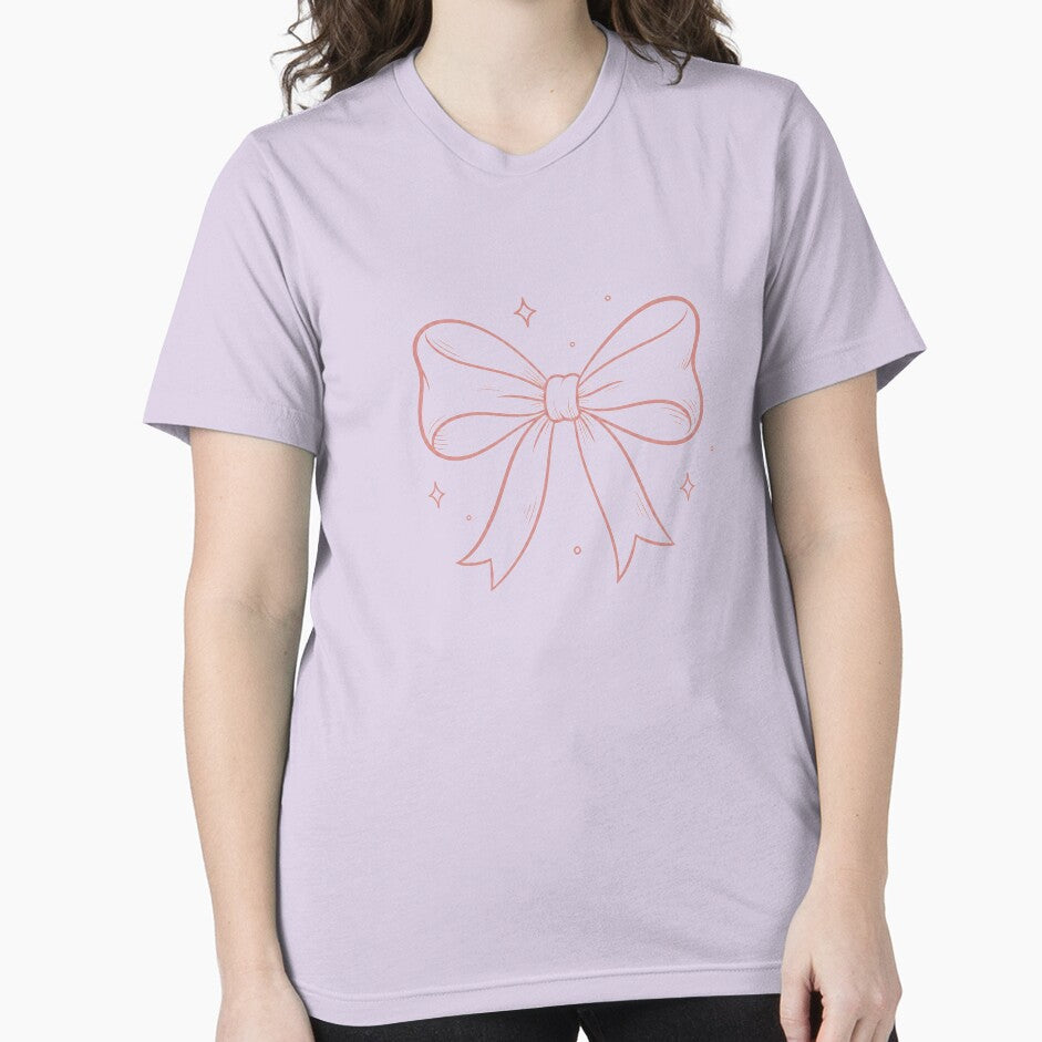 Cute Pink Bow Aesthetic Minimal Line Art Ribbon Design by LunaVales