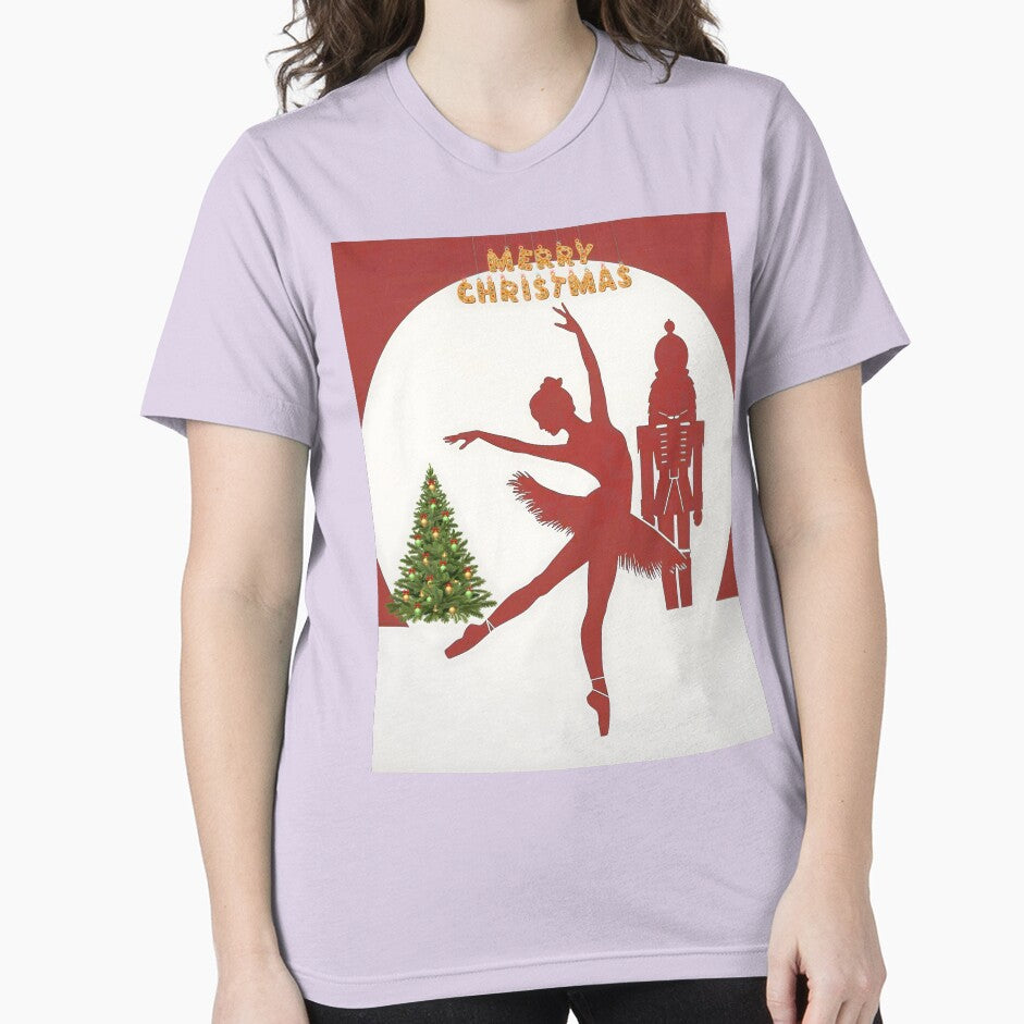 Ballerina Nutcracker Silhouette Christmas Dance and Tree Art by VibranPalette