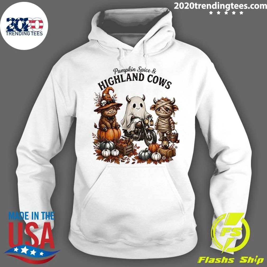 Pumpkin Spice Highland Cow Spooky Cow Fall Halloween Shirt