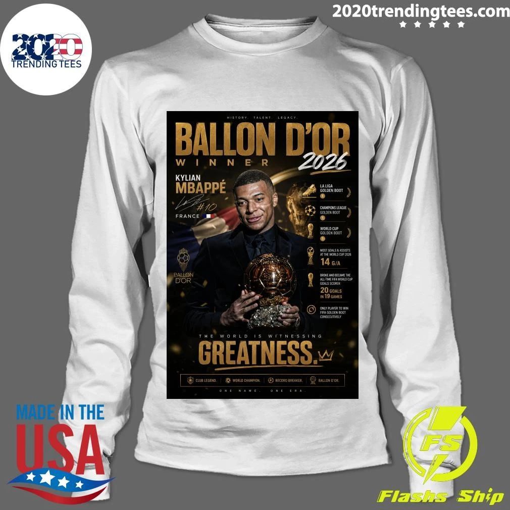 Kylian Mbappe Ballon d’Or 2026 Winner Golden Boot World Cup Champion Signature Shirt