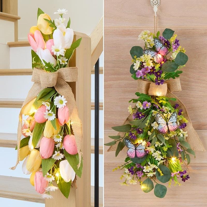 Spring Lighted Multi-Use Swag Dcor – Easter Or Butterfly