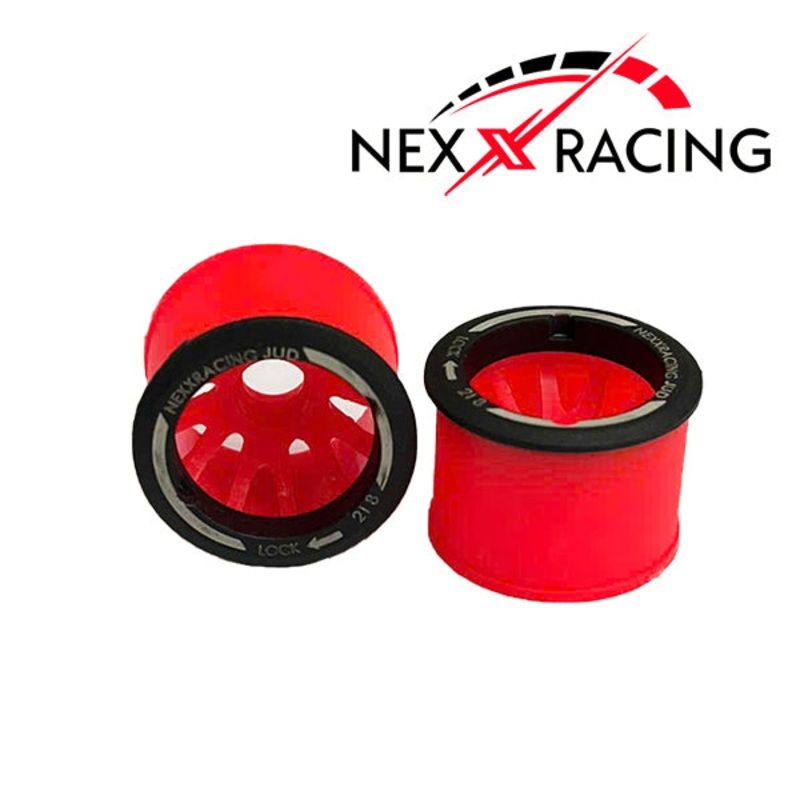Nexx Racing JUD threaded carbon-fiber reinforced EVO Flanged Rear Wheels (2) pcs for Mini-Z (RED)