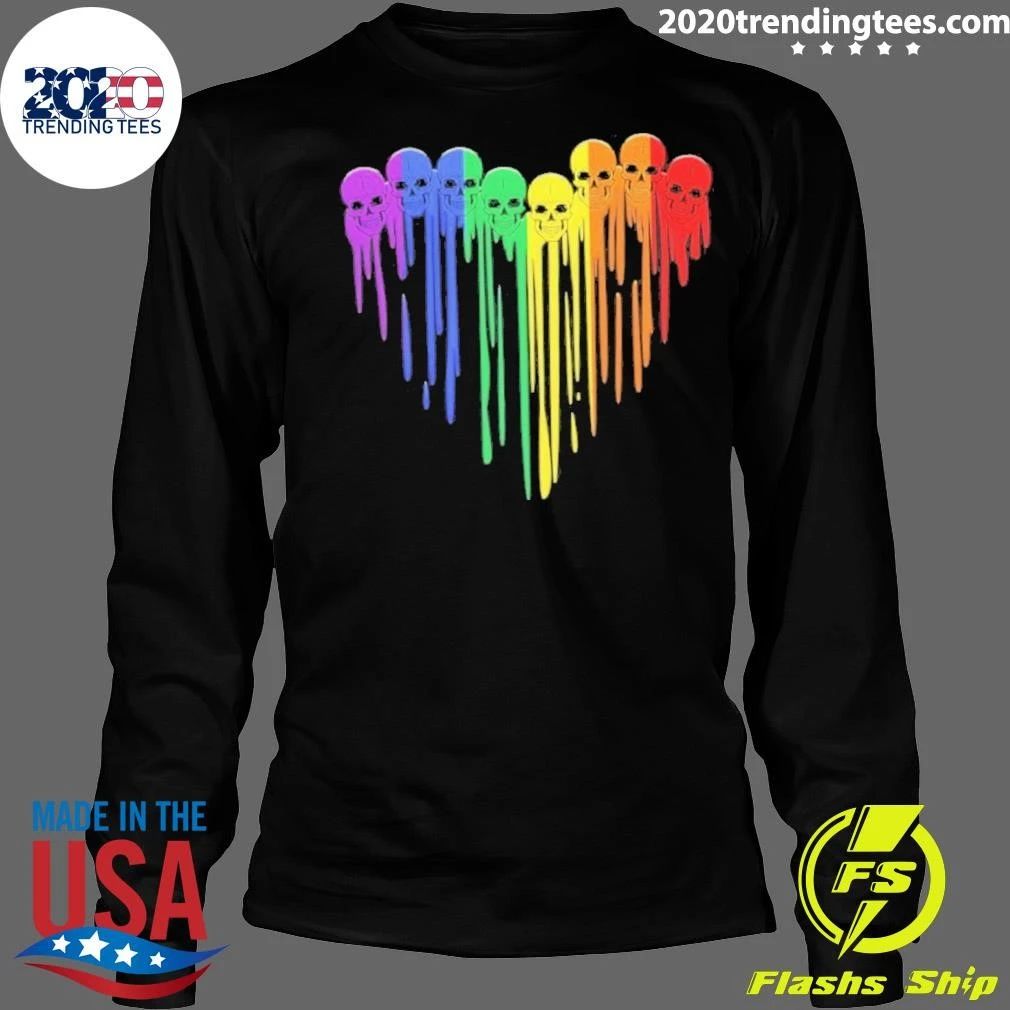 Rainbow Dripping Skulls Heart Pride Lgbtq Shirt