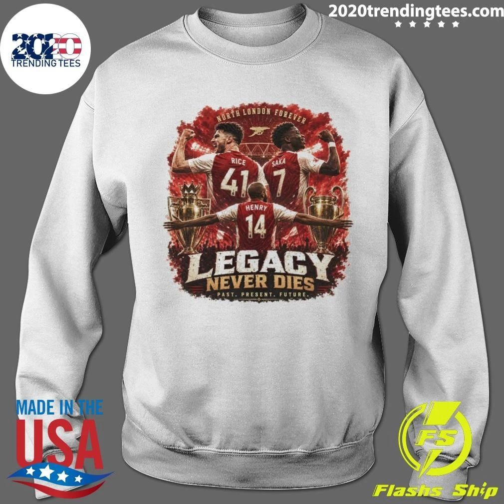 Henry Saka Rice Arsenal Soccer North London Forever Premier League Legacy Never Dies Past Present Shirt