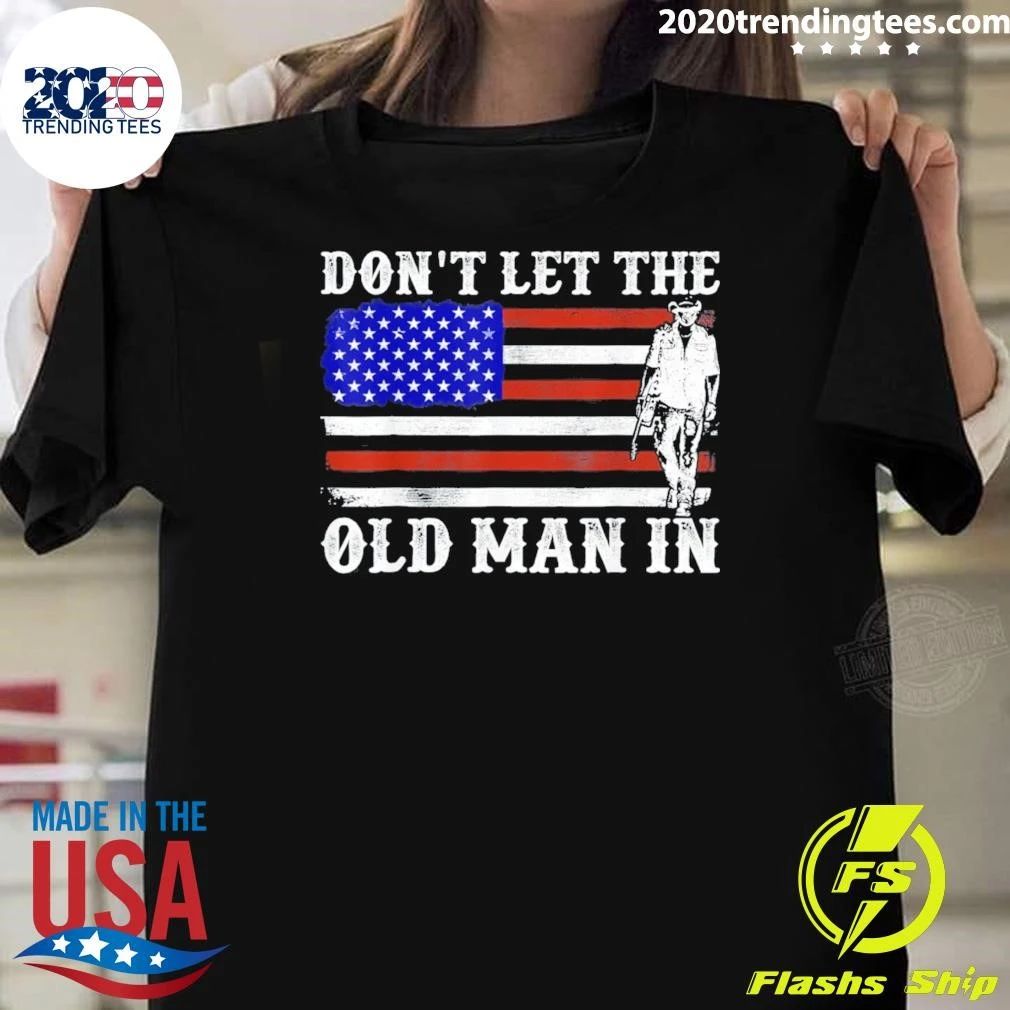 Don’t Let The Old Man In American Flag Cowboy Vintage Tee Shirt