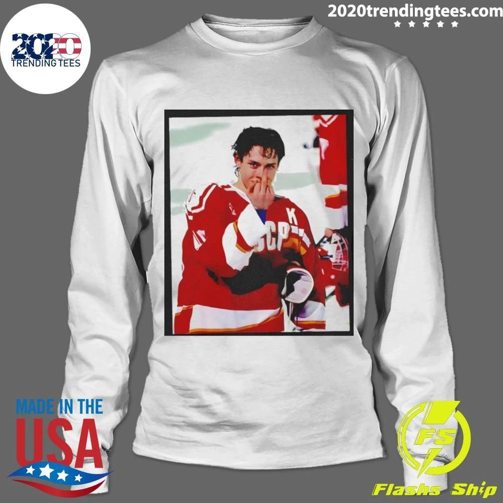 Pavel Bure Soviet Hockey Middle Finger Photo Meme Shirt