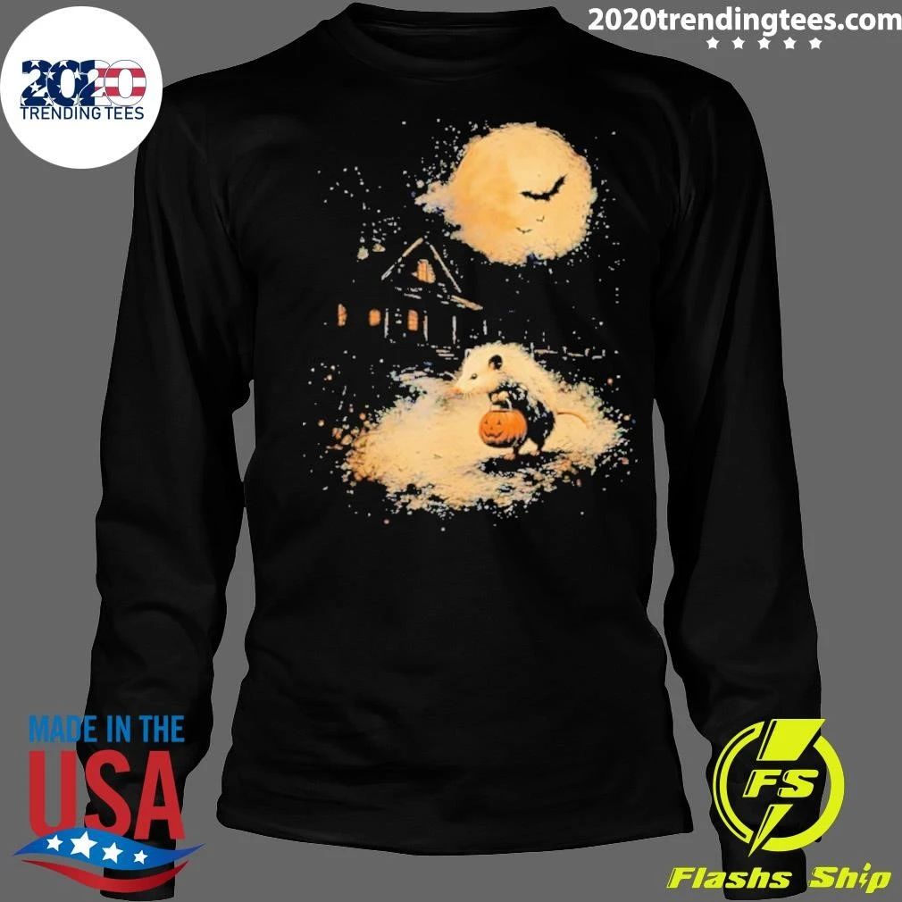 Opossum 2026 Halloween Pumpkin Spooky Moon Shirt