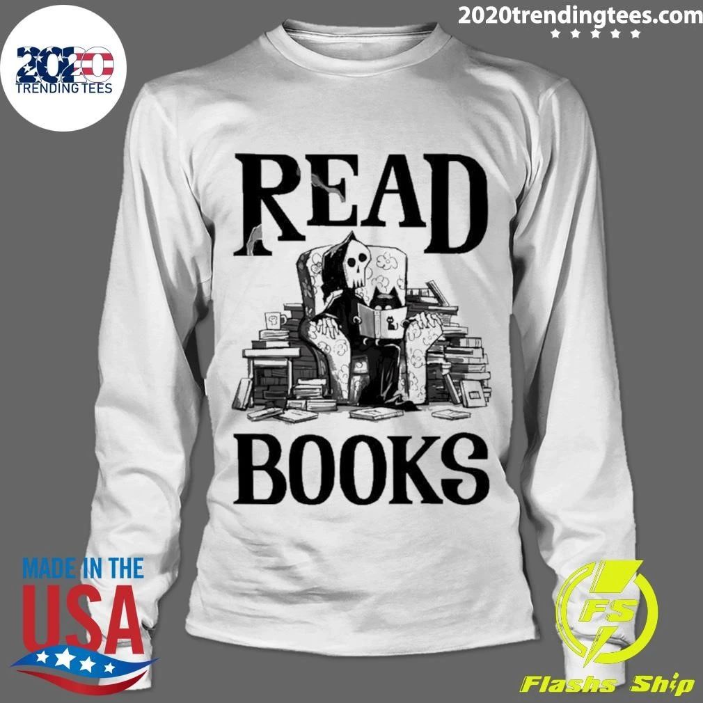 Read Books The Skeleton And The Cat Halloween Shirt