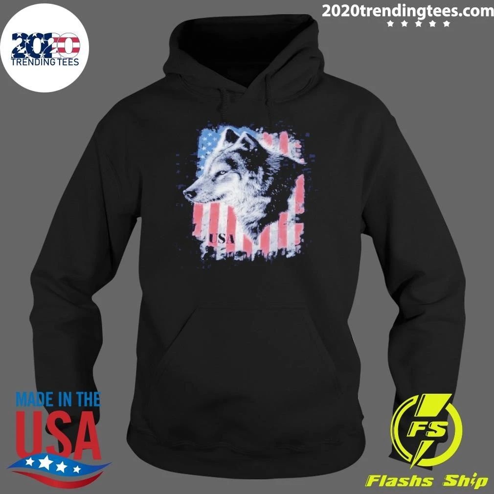 Delta Pro Weight American Flag Wolf Tee Shirt