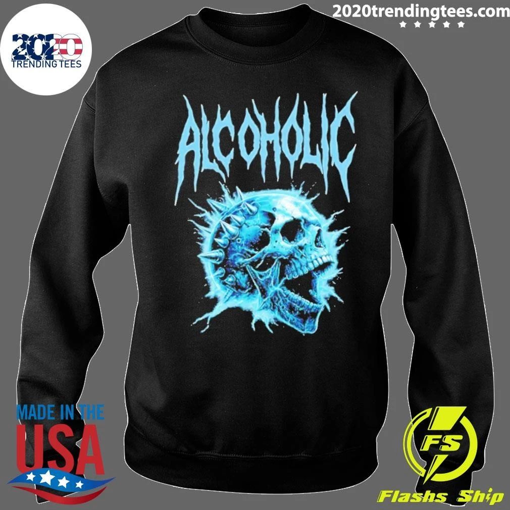 Alcoholic Spiked Skull Graphic Shirt
